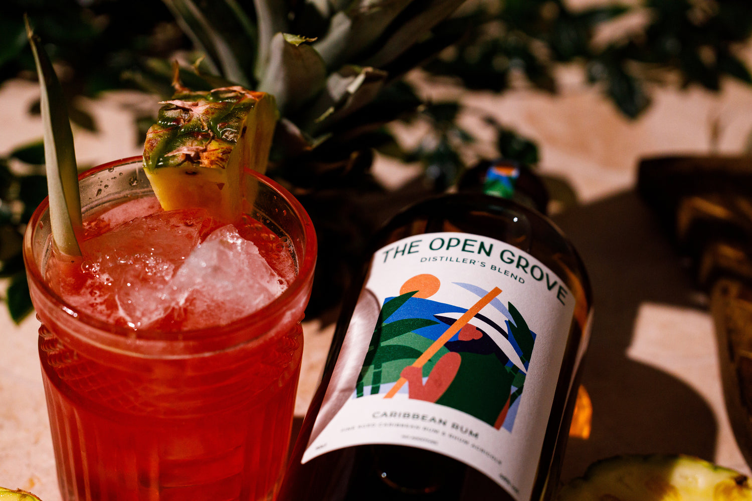 The Open Grove Distiller’s Blend award-winning British craft rum bottle